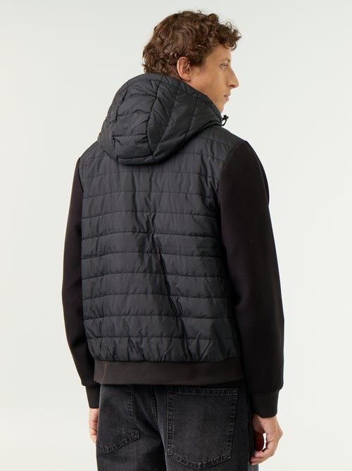 Dual-material hooded zip-up jacket - Kiabi