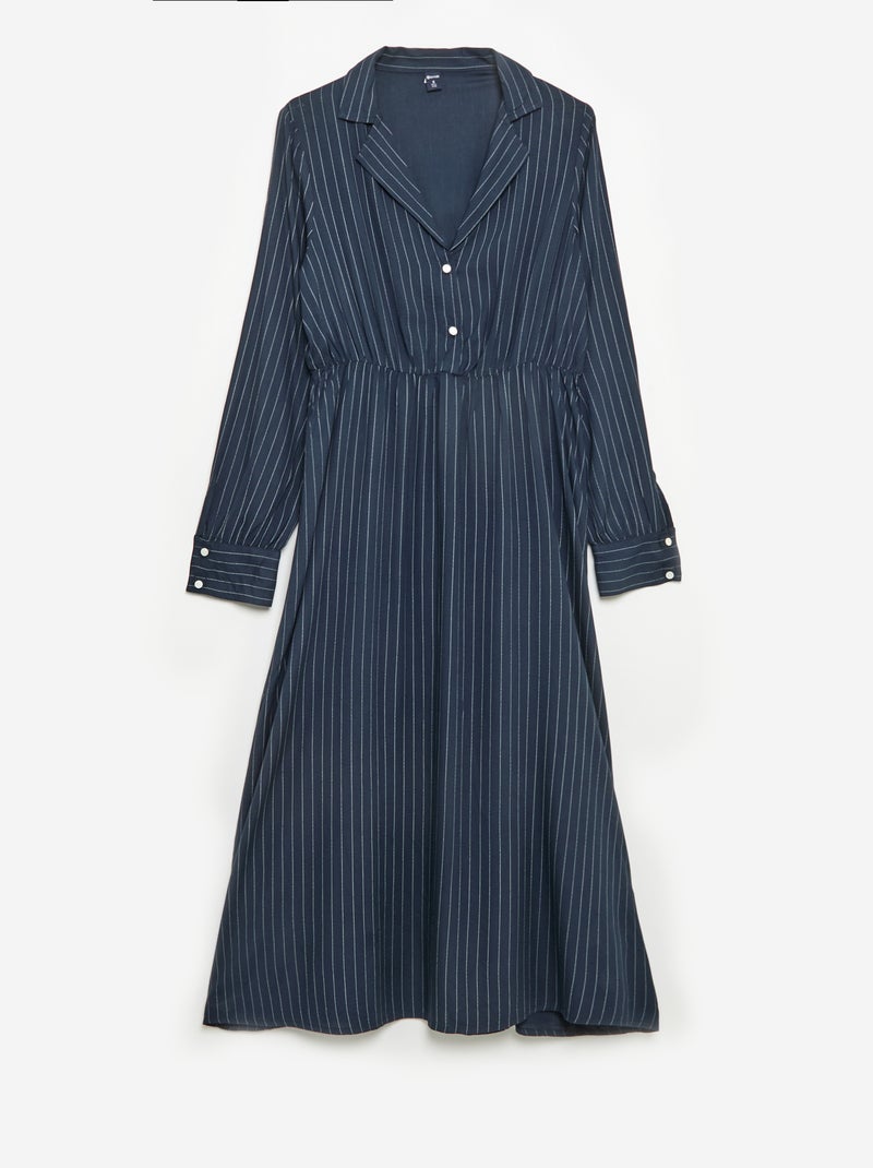 Easy-to-slip-on long shirt dress Blue - Kiabi