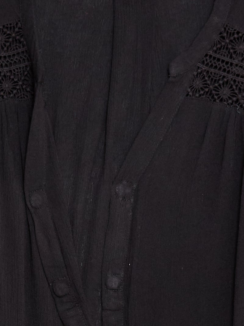 Easy-Wear Short-Sleeved Blouse Black - Kiabi