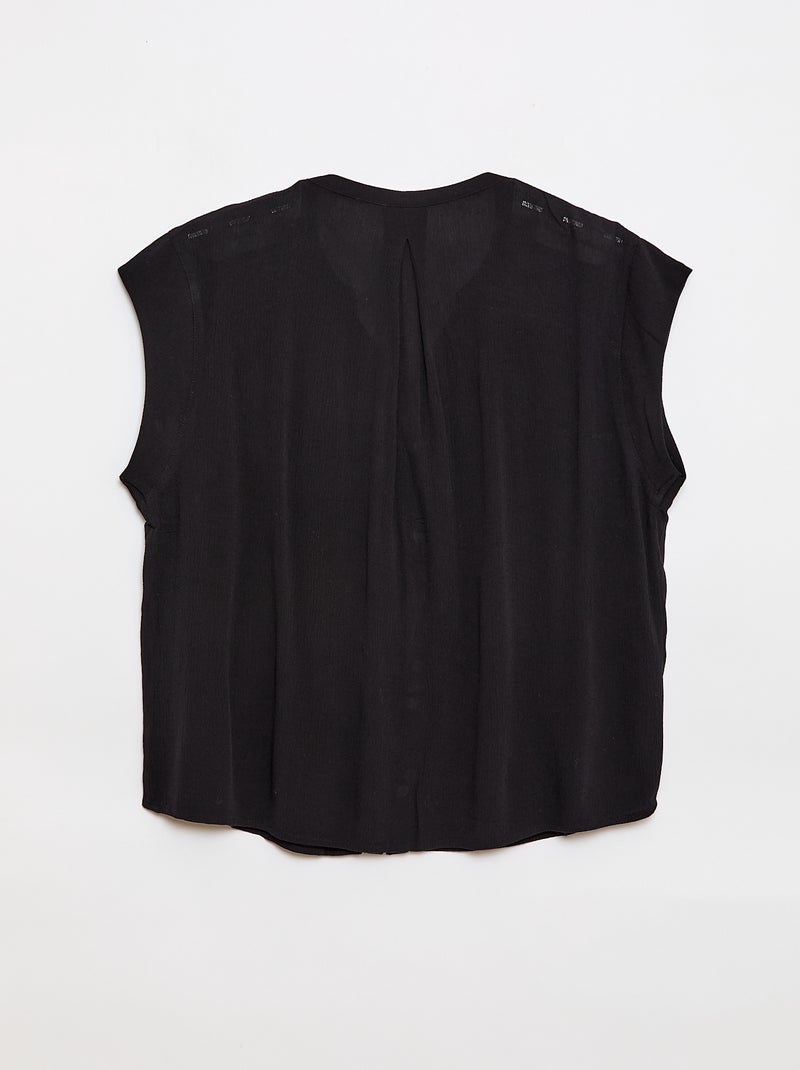 Easy-Wear Short-Sleeved Blouse Black - Kiabi