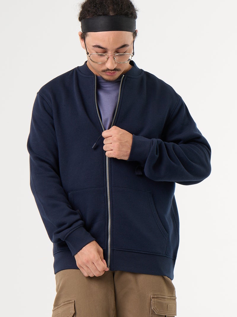 Easy-Wear Zipped Cardigan Blue - Kiabi