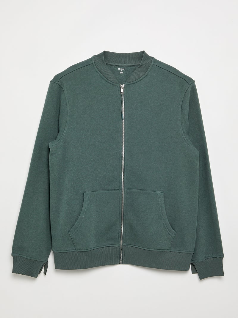 Easy-Wear Zipped Cardigan Green - Kiabi