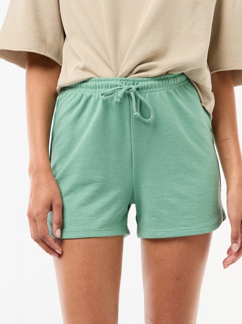 Einfarbige Baumwoll-Shorts mit Bindeband - Kiabi