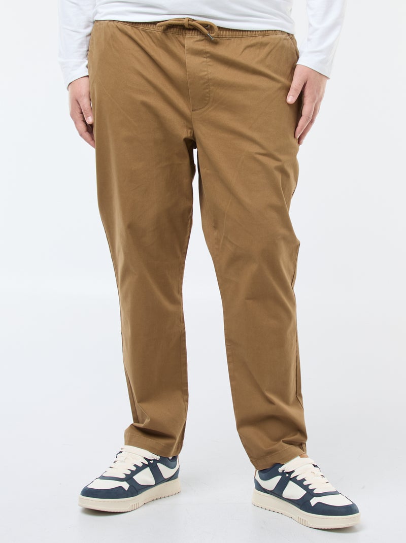 Einfarbige Baumwollhose mit Kordelzug Braun - Kiabi