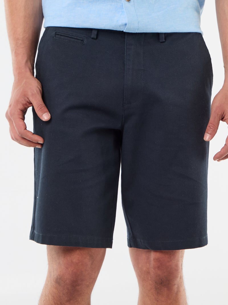 Einfarbige Chino-Bermuda aus Dobby Blau - Kiabi