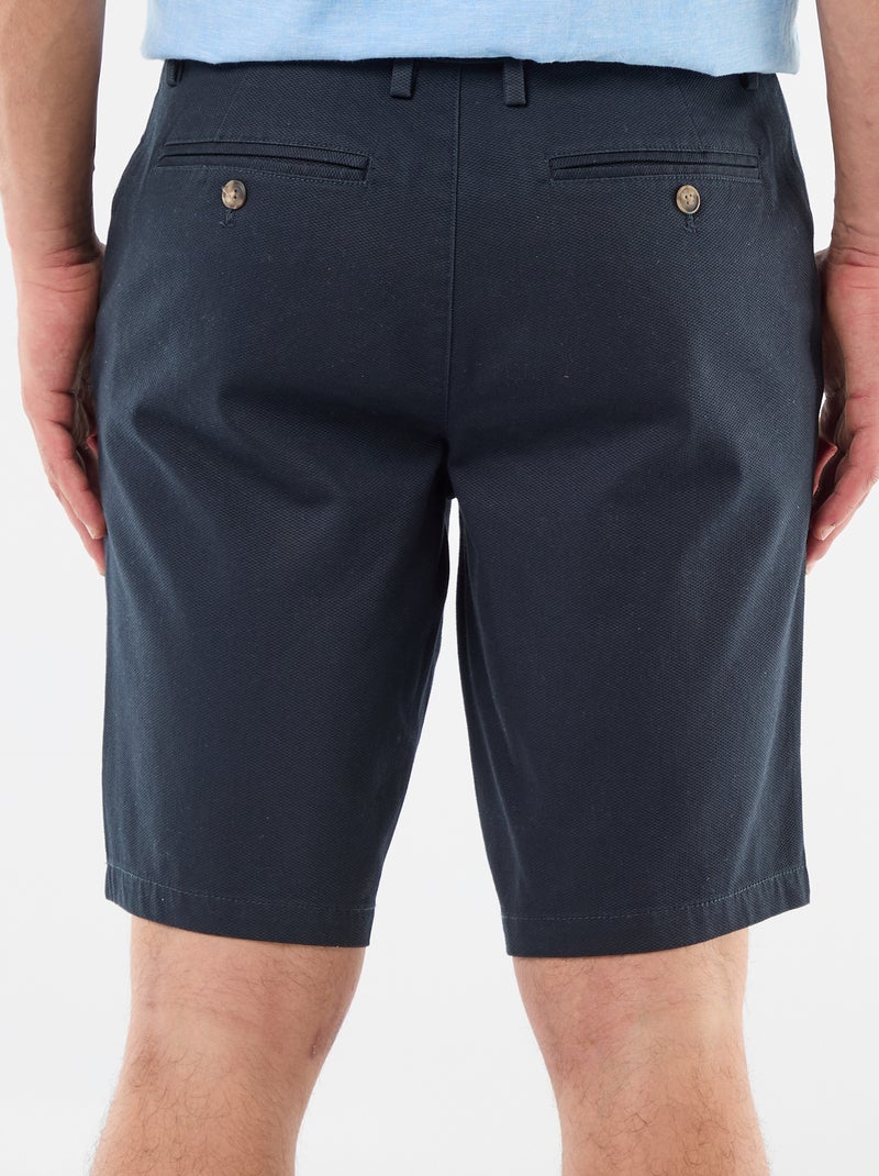 Einfarbige Chino-Bermuda aus Dobby Blau - Kiabi