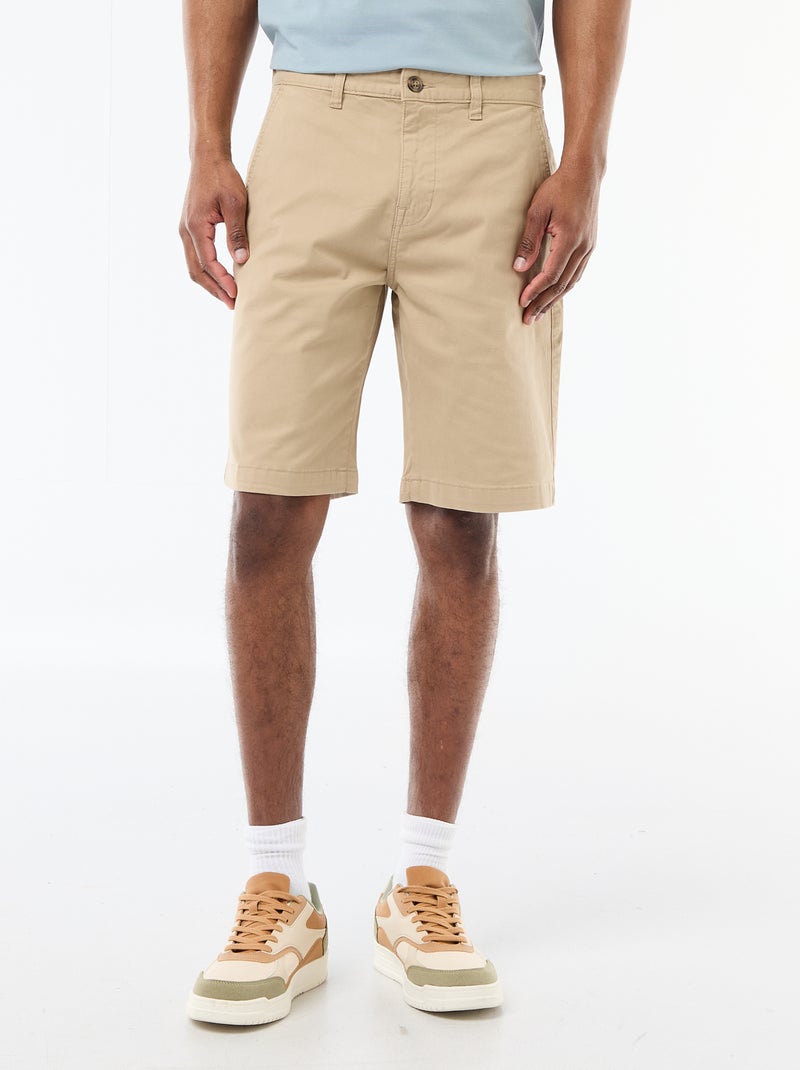 Einfarbige Chino-Bermuda aus Twill Beige - Kiabi