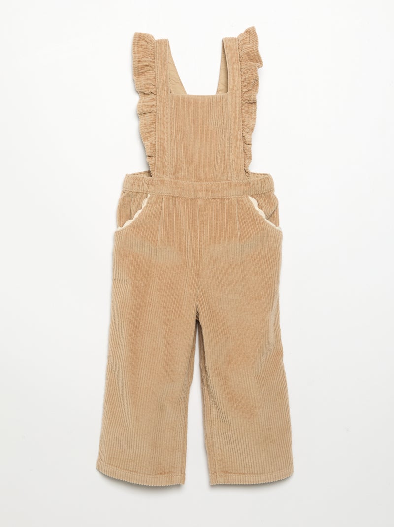 Einfarbige Cord-Latzhose Beige - Kiabi
