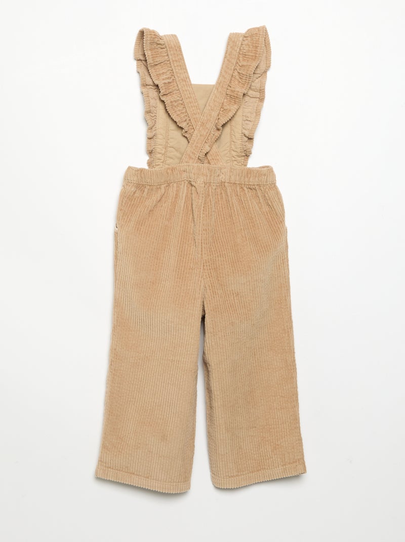 Einfarbige Cord-Latzhose Beige - Kiabi