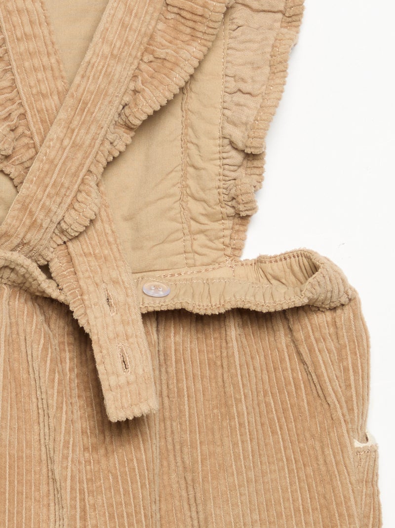Einfarbige Cord-Latzhose Beige - Kiabi