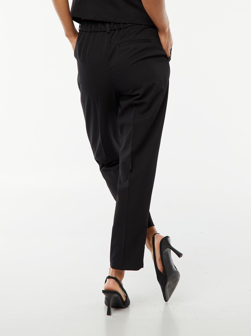 Einfarbige Damen-Zigarettenhose aus Webstoff Schwarz - Kiabi