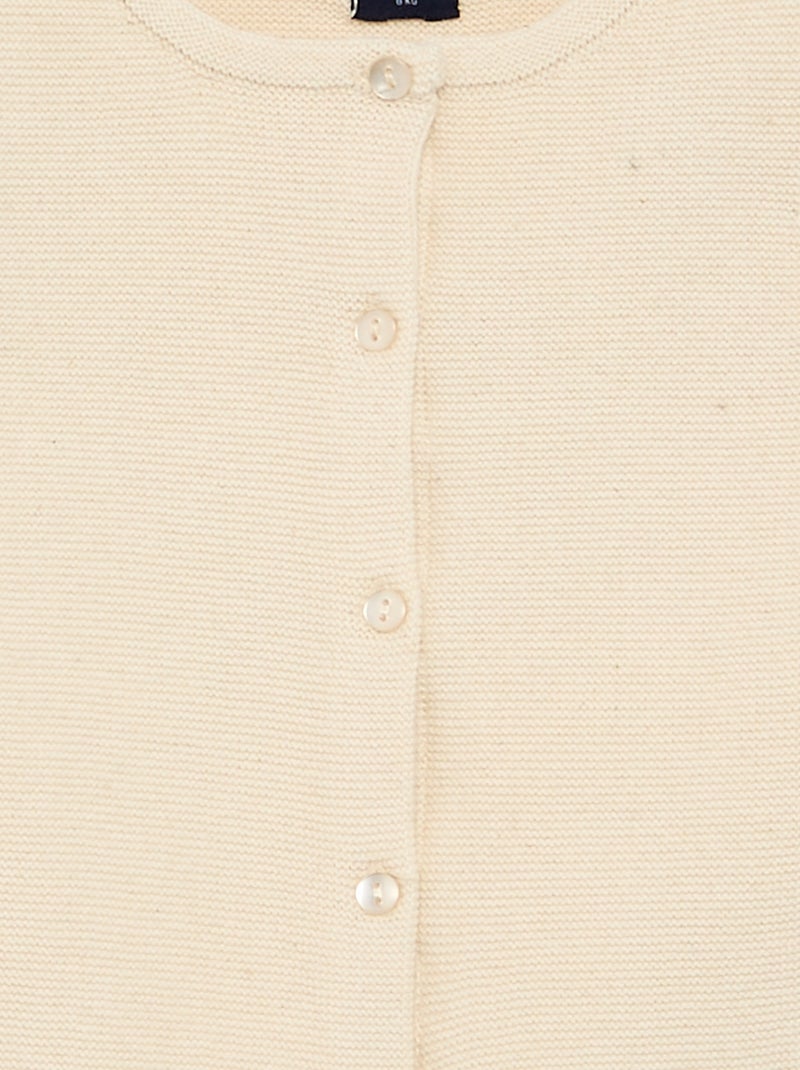 Einfarbige Feinstrick-Strickjacke Blanc - Kiabi