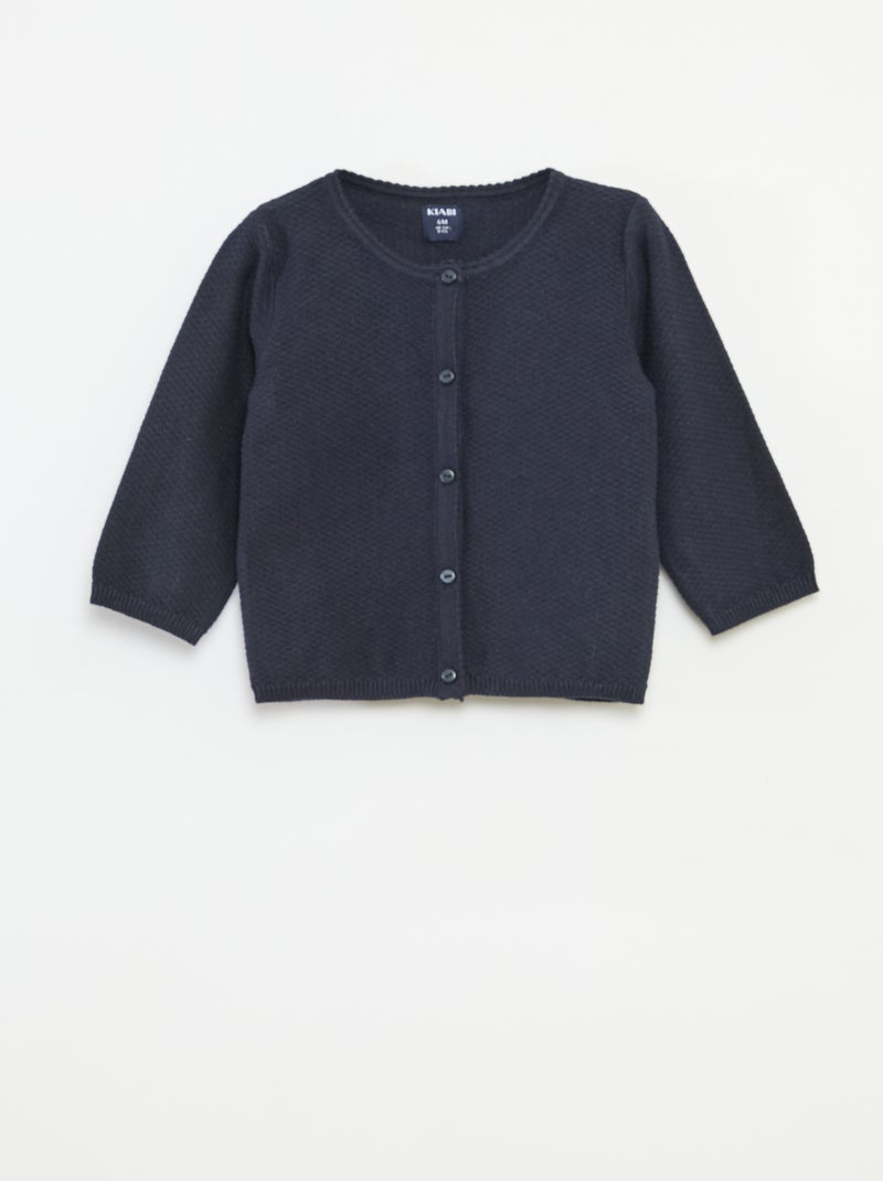 Einfarbige Feinstrick-Strickjacke Blau - Kiabi