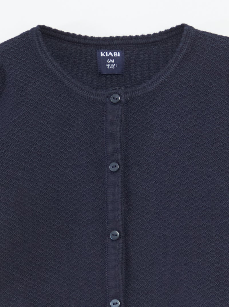 Einfarbige Feinstrick-Strickjacke Blau - Kiabi