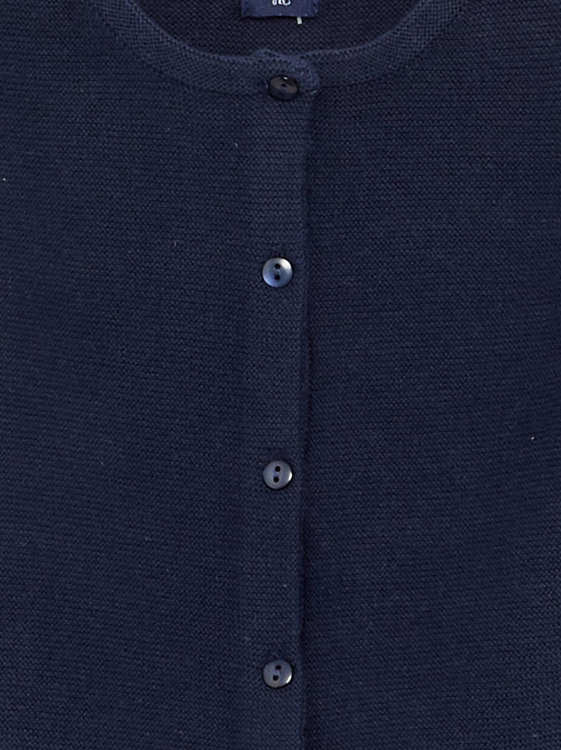 Einfarbige Feinstrick-Strickjacke Bleu - Kiabi