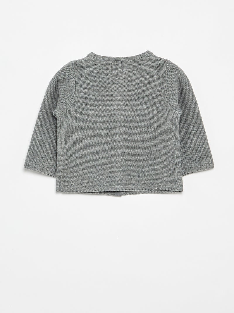 Einfarbige Feinstrick-Strickjacke Gris - Kiabi