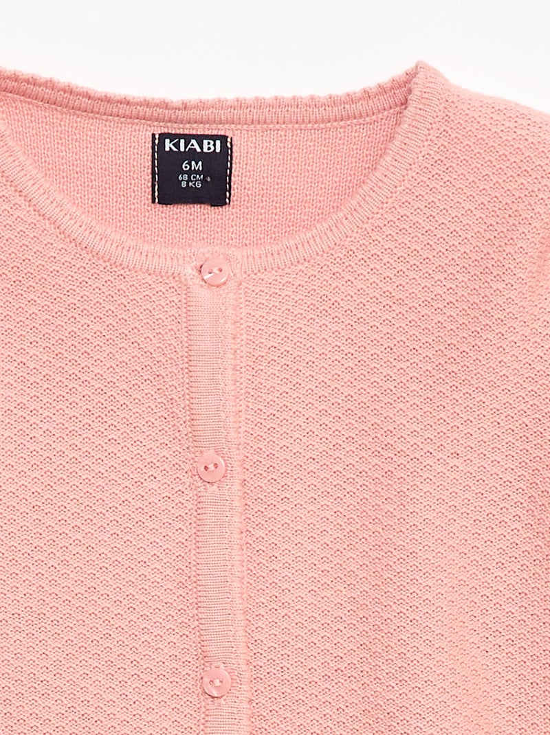 Einfarbige Feinstrick-Strickjacke Rosa - Kiabi