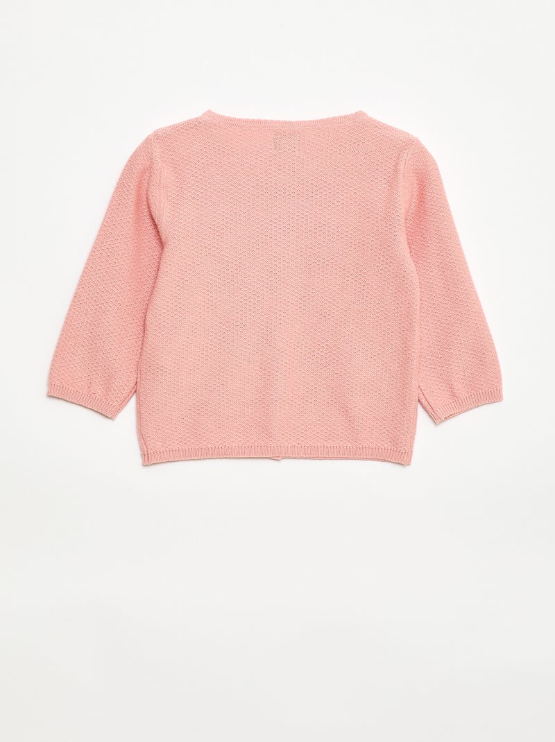 Einfarbige Feinstrick-Strickjacke Rosa - Kiabi