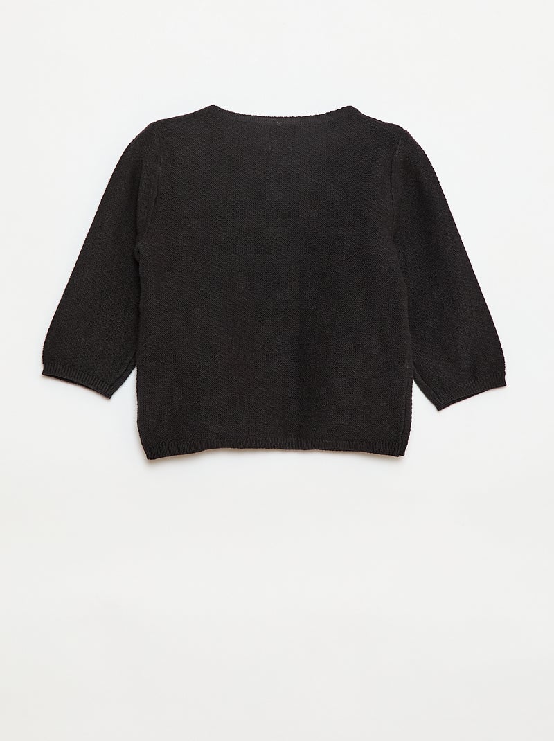 Einfarbige Feinstrick-Strickjacke Schwarz - Kiabi