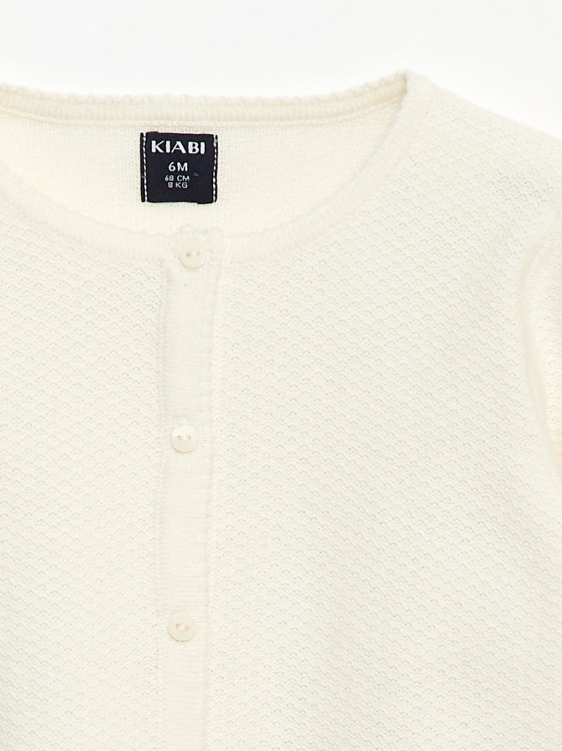 Einfarbige Feinstrick-Strickjacke Weiß - Kiabi