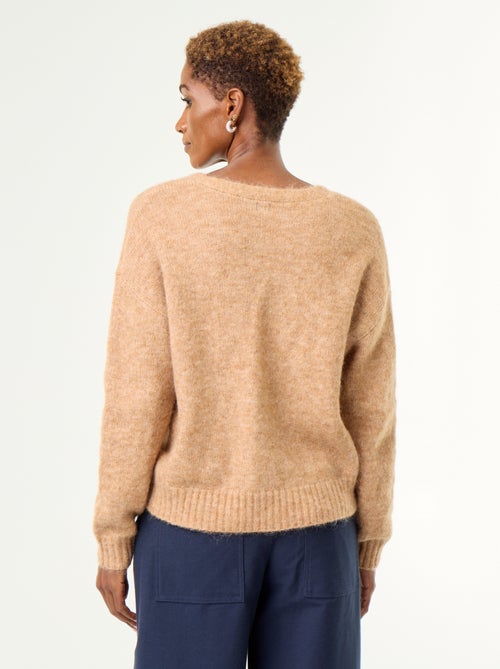 Einfarbige, geknöpfte Grobstrickjacke - Kiabi
