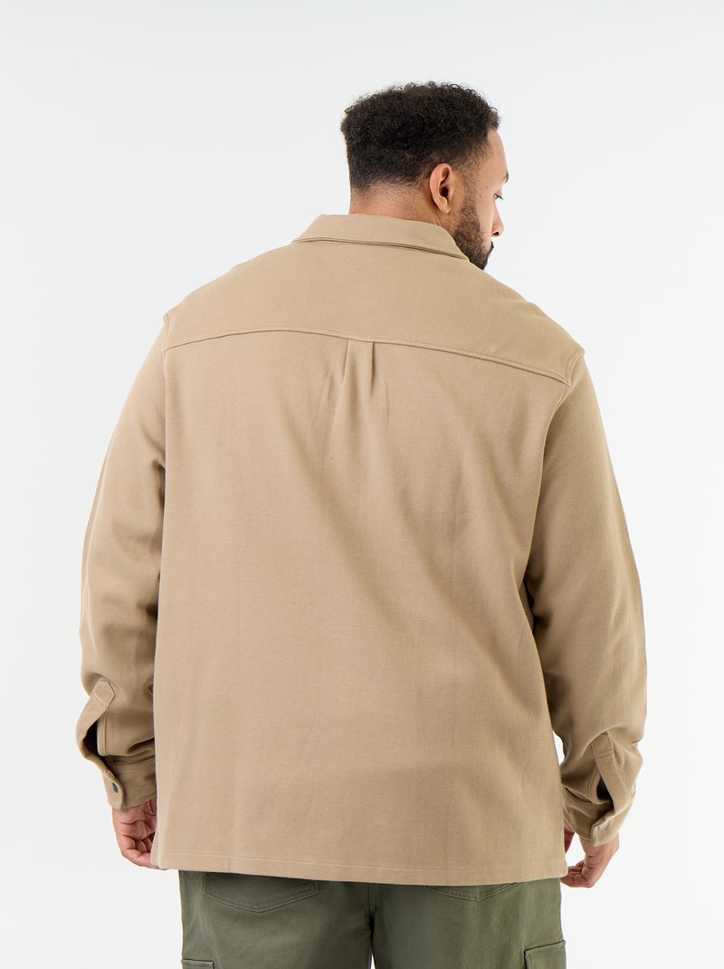 Einfarbige Hemdjacke aus Piqué-Stoff Beige - Kiabi
