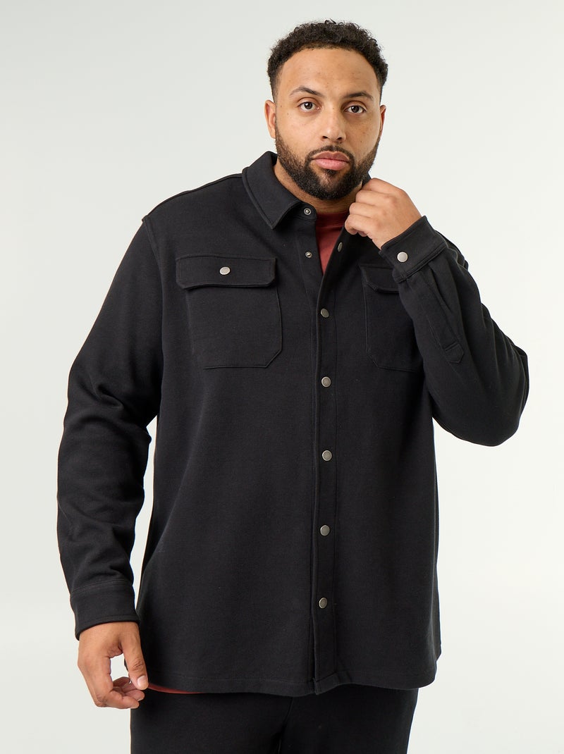 Einfarbige Hemdjacke aus Piqué-Stoff Noir - Kiabi