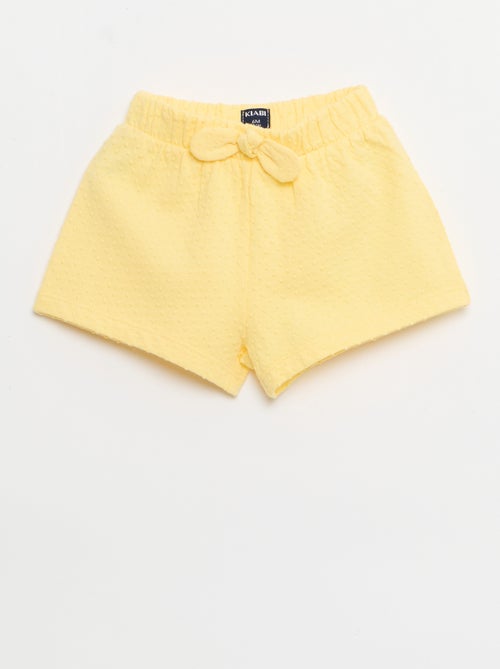 Einfarbige Jacquard-Strick-Shorts mit Zierschleife - Kiabi