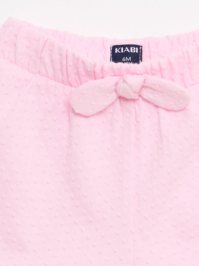 Einfarbige Jacquard-Strick-Shorts mit Zierschleife Rosa - Kiabi