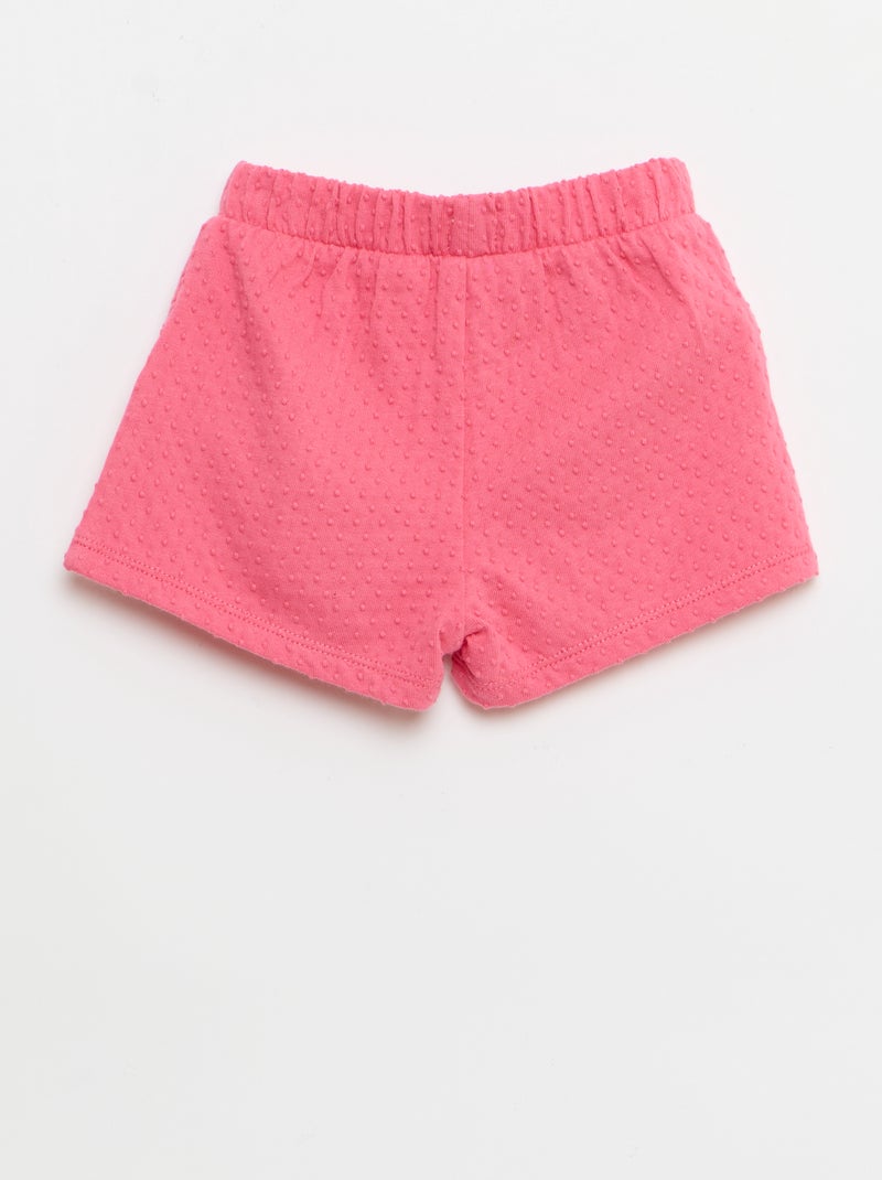 Einfarbige Jacquard-Strick-Shorts mit Zierschleife Rosa - Kiabi