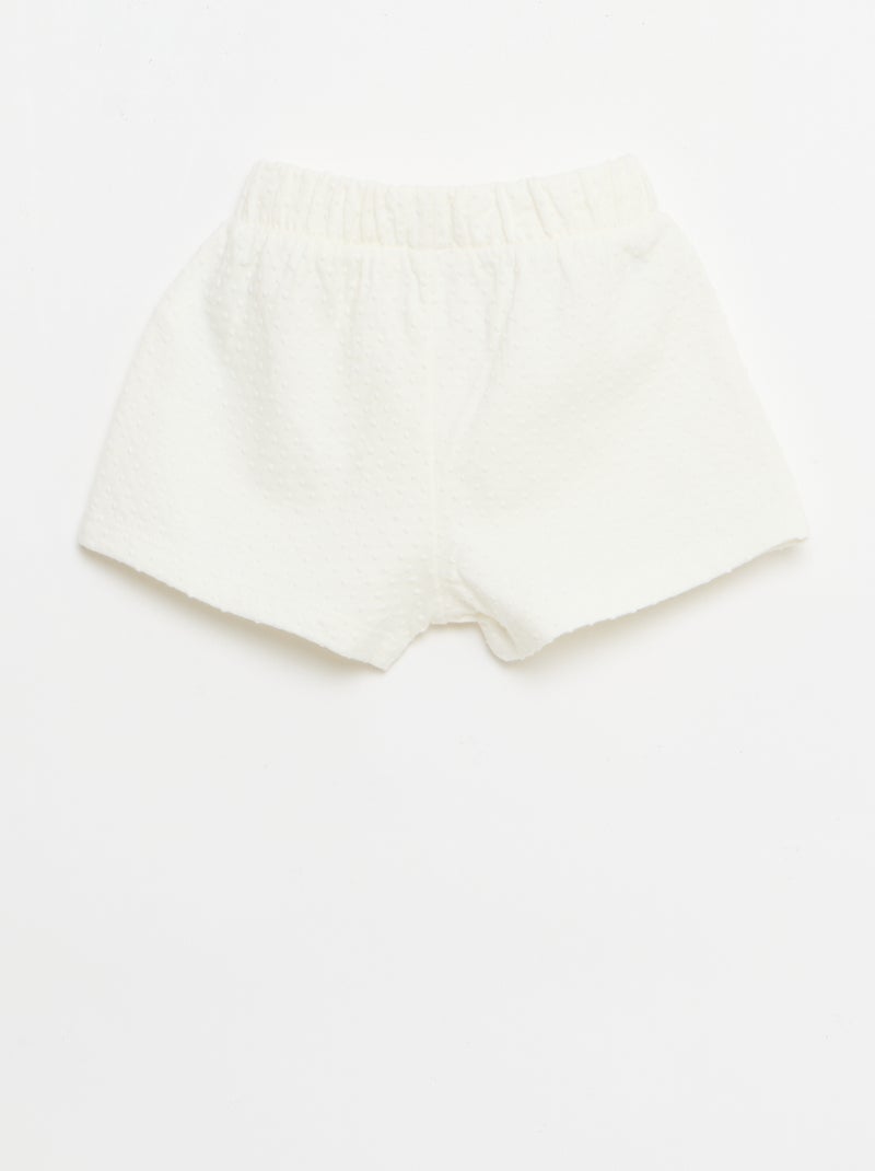 Einfarbige Jacquard-Strick-Shorts mit Zierschleife Weiß - Kiabi