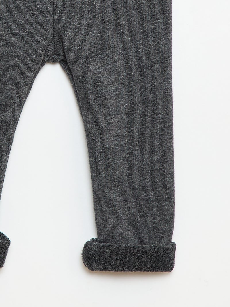 Einfarbige Leggings aus angerautem Baumwollstrick Grau - Kiabi