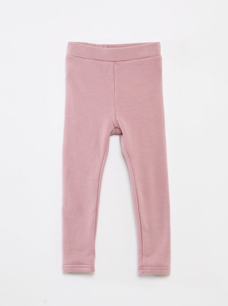 Einfarbige Leggings aus angerautem Baumwollstrick Rosa - Kiabi