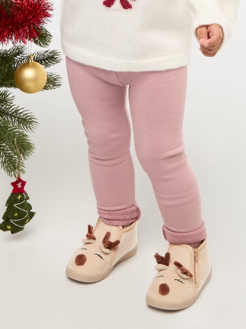 Einfarbige Leggings aus angerautem Baumwollstrick - Kiabi Einfarbige Leggings aus angerautem Baumwollstrick - Kiabi