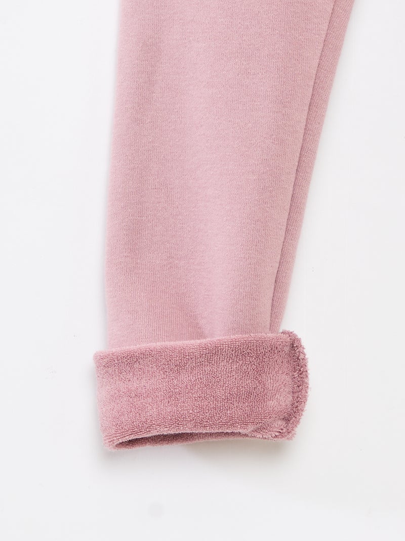 Einfarbige Leggings aus angerautem Baumwollstrick Rosa - Kiabi