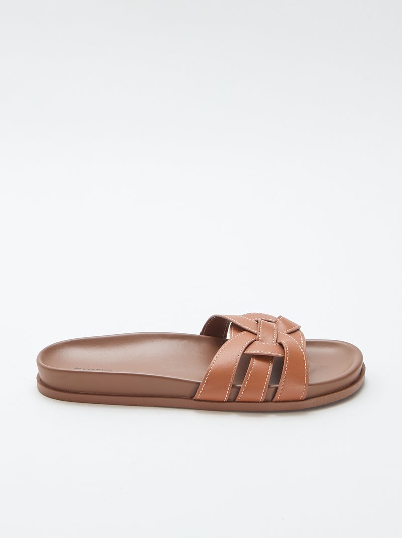 Einfarbige Mules Braun - Kiabi