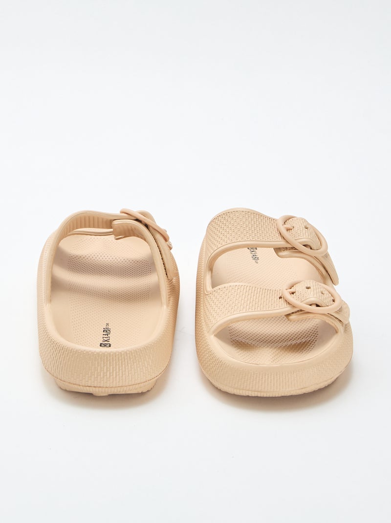 Einfarbige Mules mit zwei Riemen Beige - Kiabi