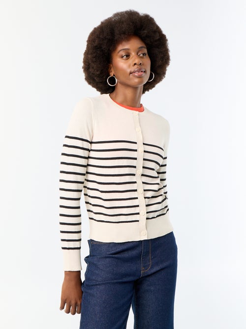 Einfarbige Rundhals-Strickjacke - Kiabi Einfarbige Rundhals-Strickjacke - Kiabi