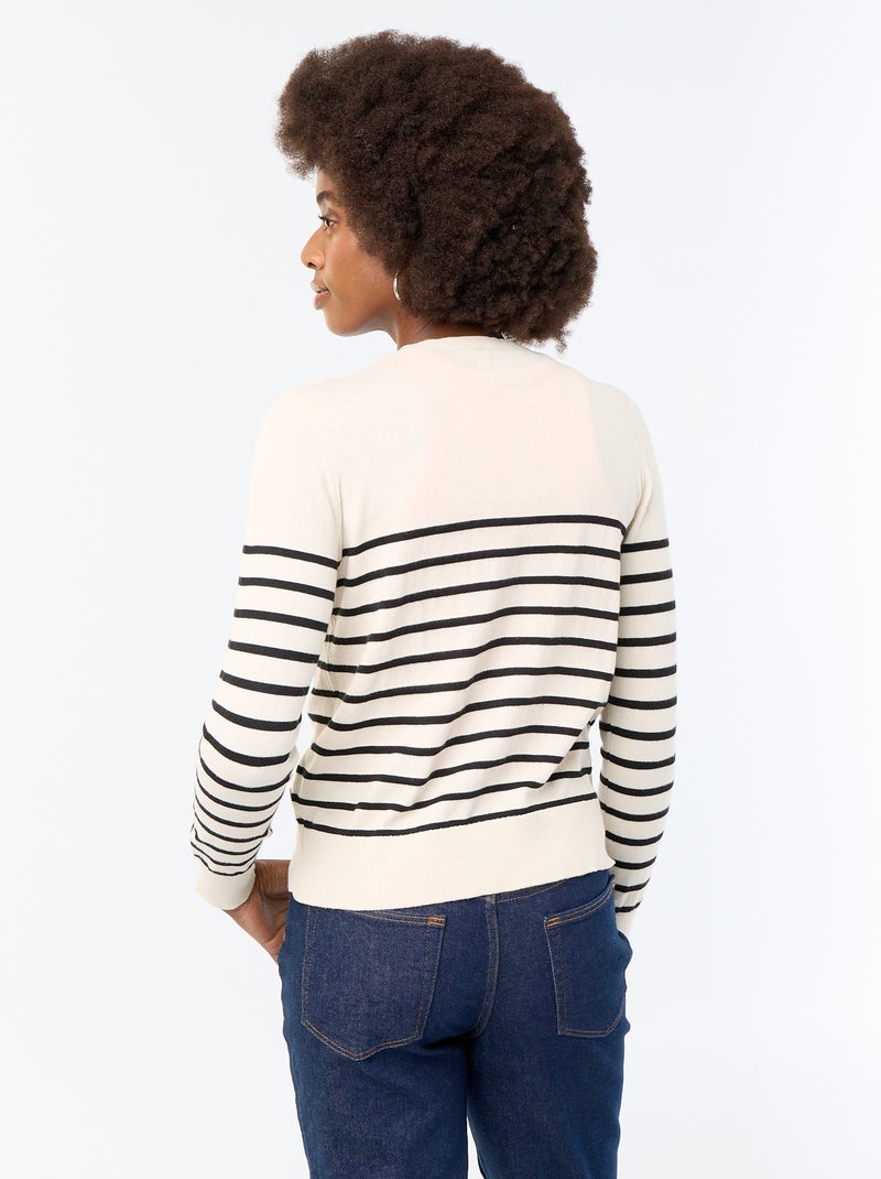 Einfarbige Rundhals-Strickjacke Beige - Kiabi