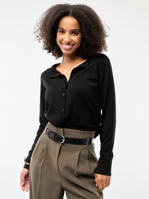 Einfarbige Rundhals-Strickjacke - Kiabi