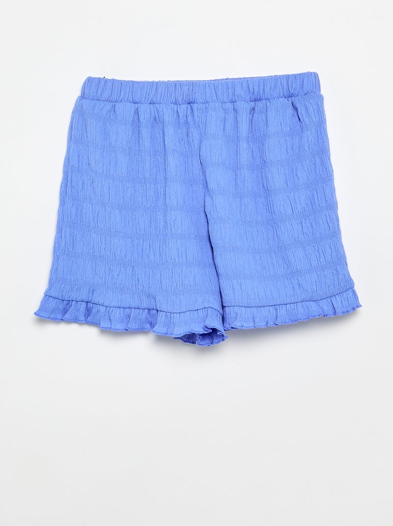 Einfarbige Shorts aus Waffelstrick Bleu - Kiabi