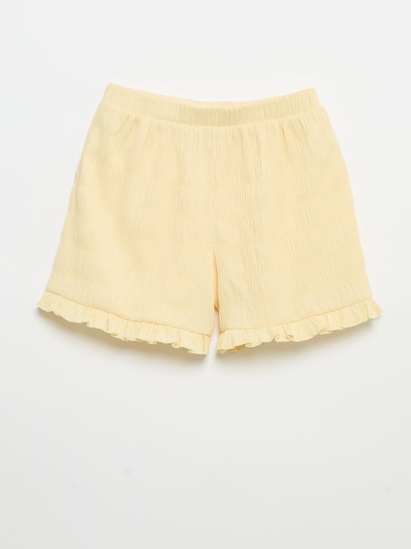 Einfarbige Shorts aus Waffelstrick Jaune - Kiabi