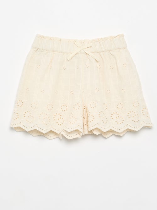 Einfarbige Shorts mit Lochstickerei - Kiabi
