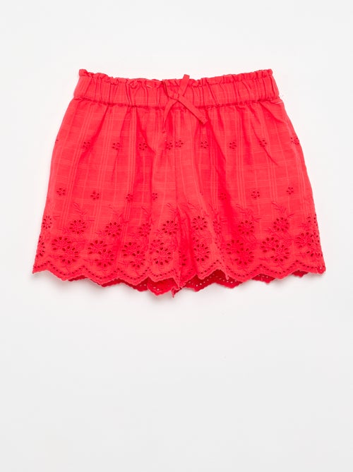 Einfarbige Shorts mit Lochstickerei - Kiabi