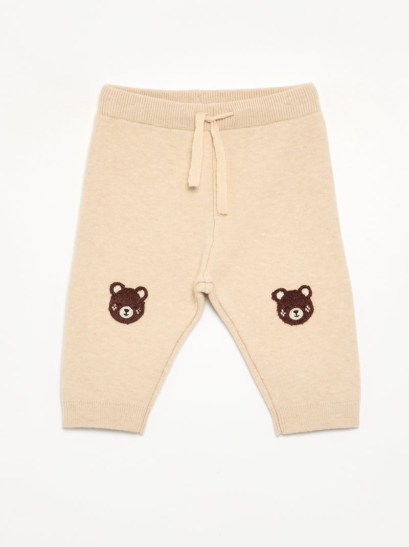 Einfarbige Strickhose Beige - Kiabi