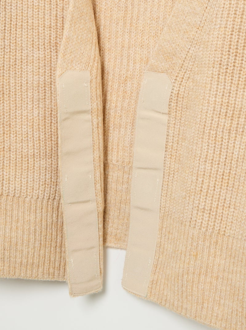 Einfarbige Strickjacke aus Grobstrick, einfach anzuziehen Beige - Kiabi