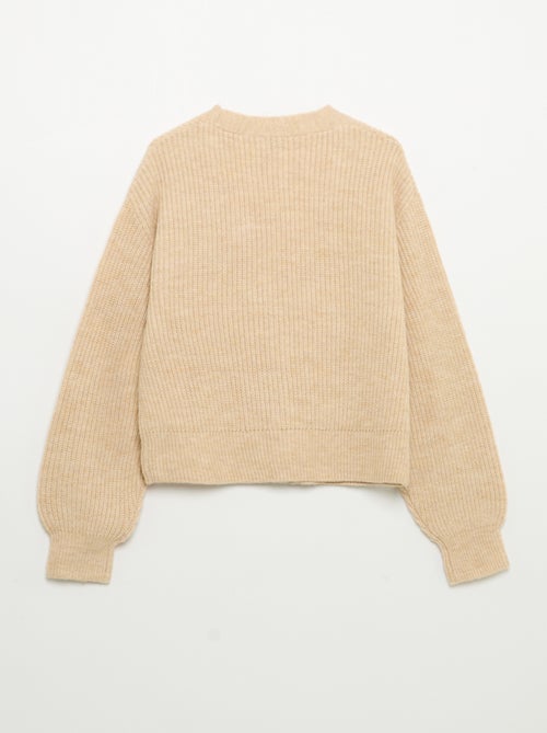 Einfarbige Strickjacke aus Grobstrick, einfach anzuziehen - Kiabi