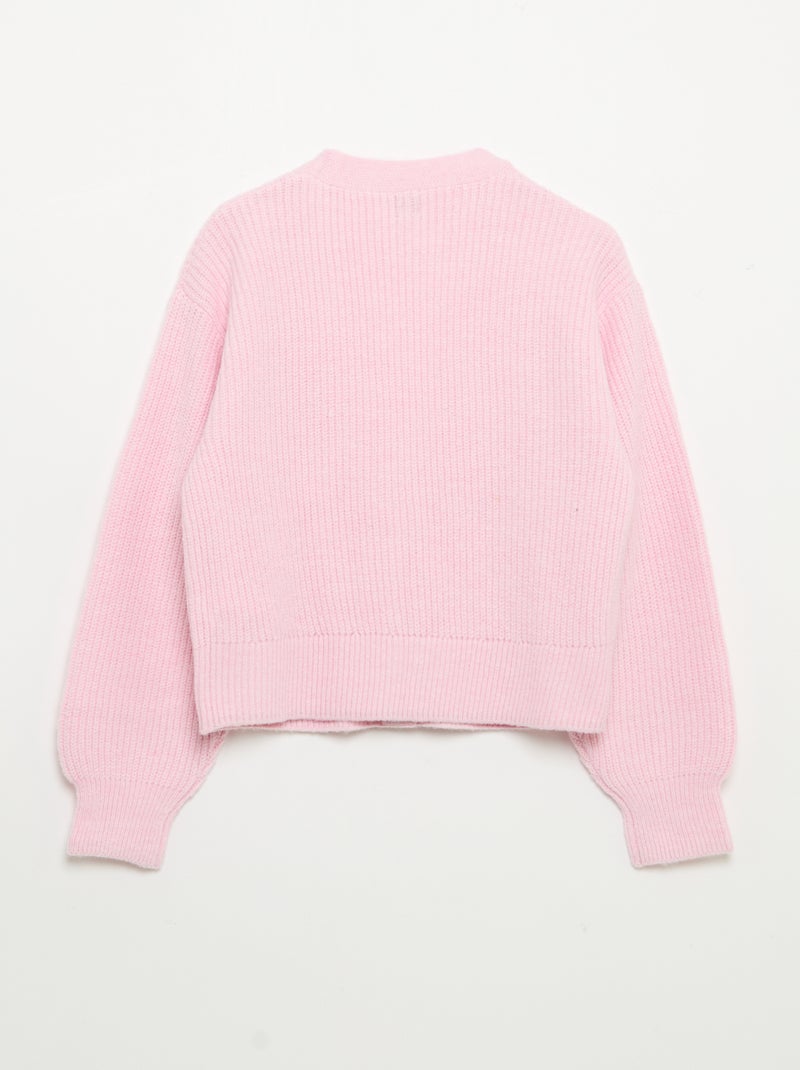 Einfarbige Strickjacke aus Grobstrick, einfach anzuziehen Rose - Kiabi