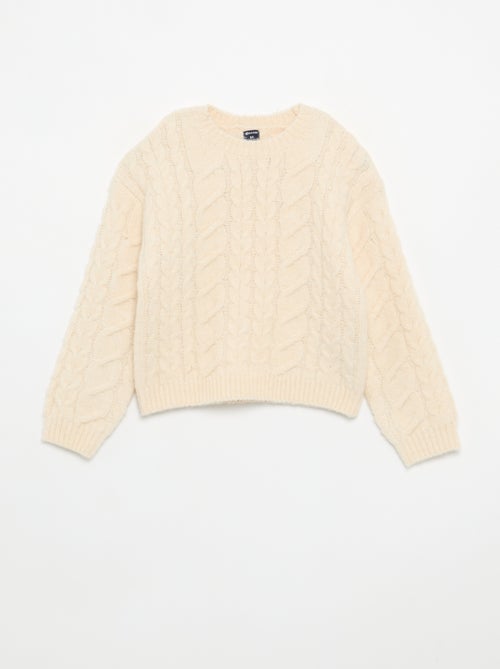 Einfarbige Strickjacke aus Strukturstrick - Kiabi