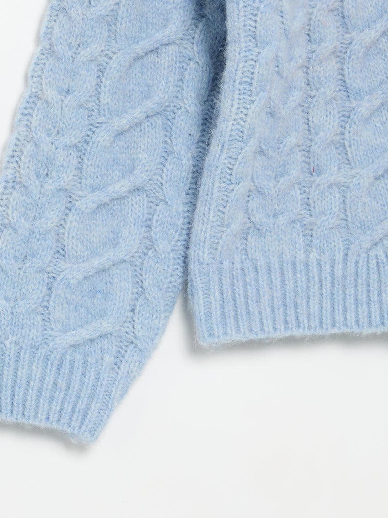 Einfarbige Strickjacke aus Strukturstrick Blau - Kiabi